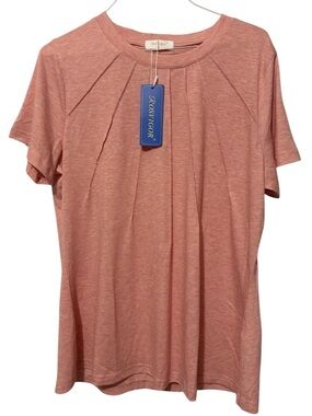 Pleat-Front Short Sleeve Tee - Dusty Rose
